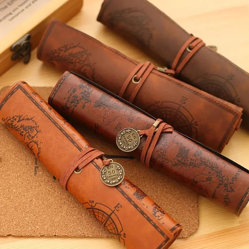 PU Leather Big Capacity Pen Bag