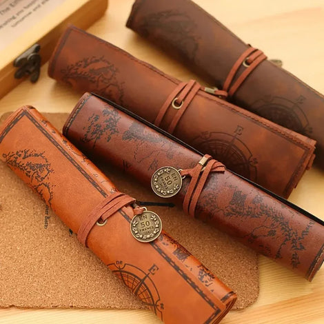 PU Leather Big Capacity Pen Bag