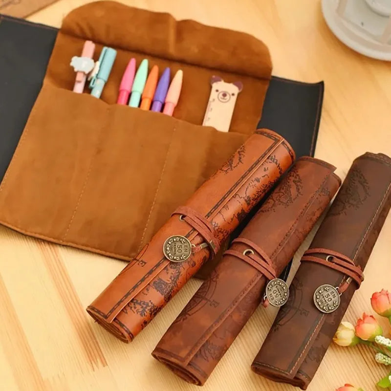 PU Leather Big Capacity Pen Bag