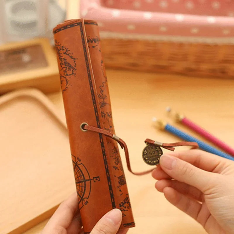 PU Leather Big Capacity Pen Bag