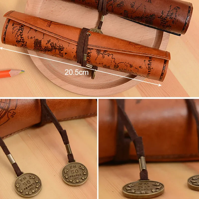 PU Leather Big Capacity Pen Bag