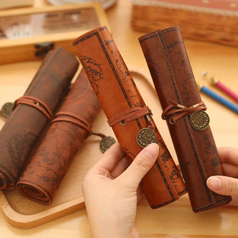 PU Leather Big Capacity Pen Bag
