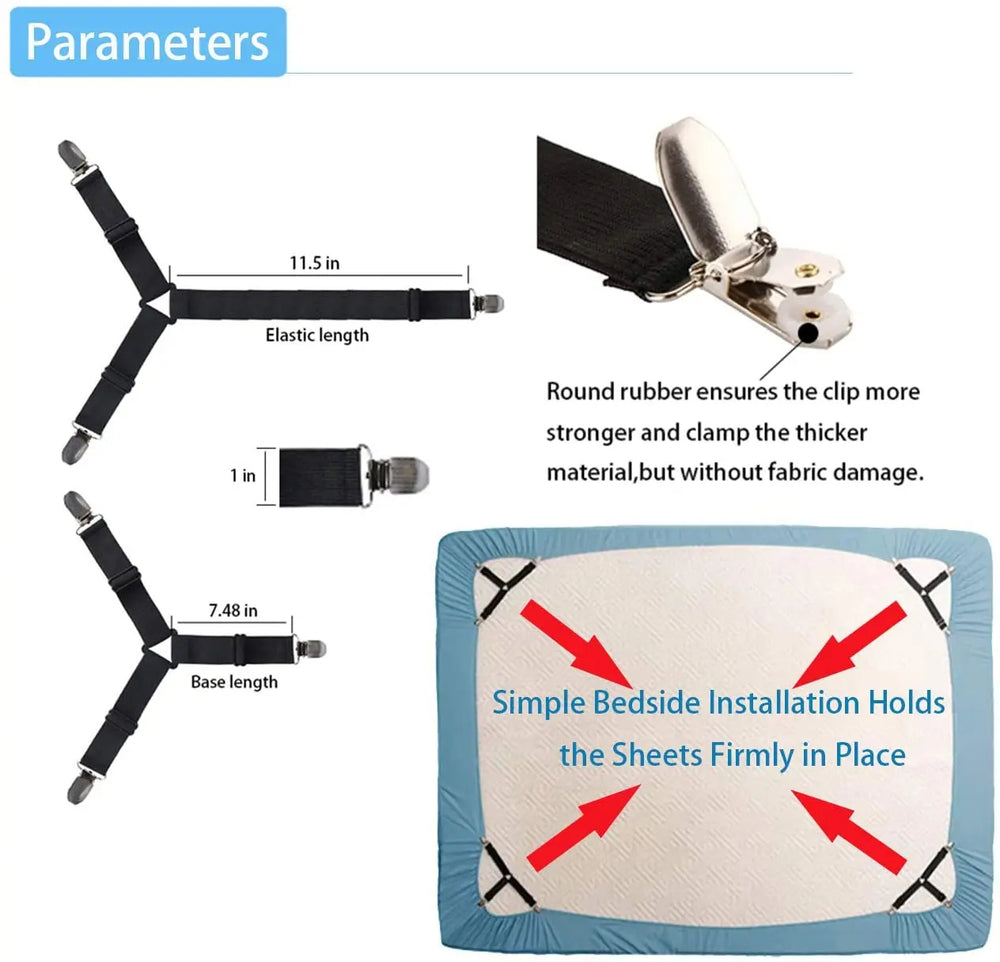 Triangle Elastic Adjustable Sheet Clips