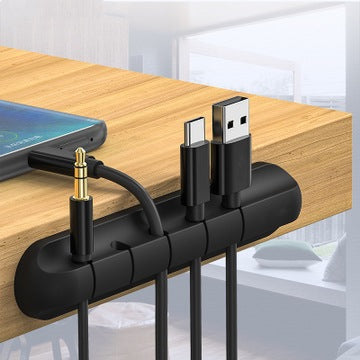 Silicone USB Cable Adhesive Desktop Wire Organizer with Charging Cord