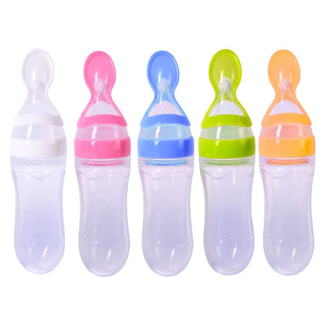 Baby Silica Gel Feeding Bottle With Spoon