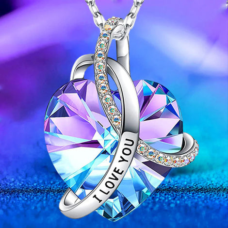 Love Pink Amethyst Necklace Crystal Heart Pendant