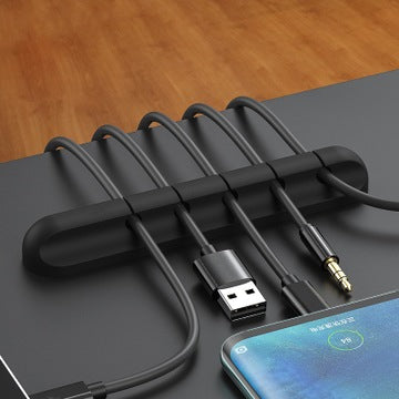 Silicone USB Cable Adhesive Desktop Wire Organizer with Charging Cord