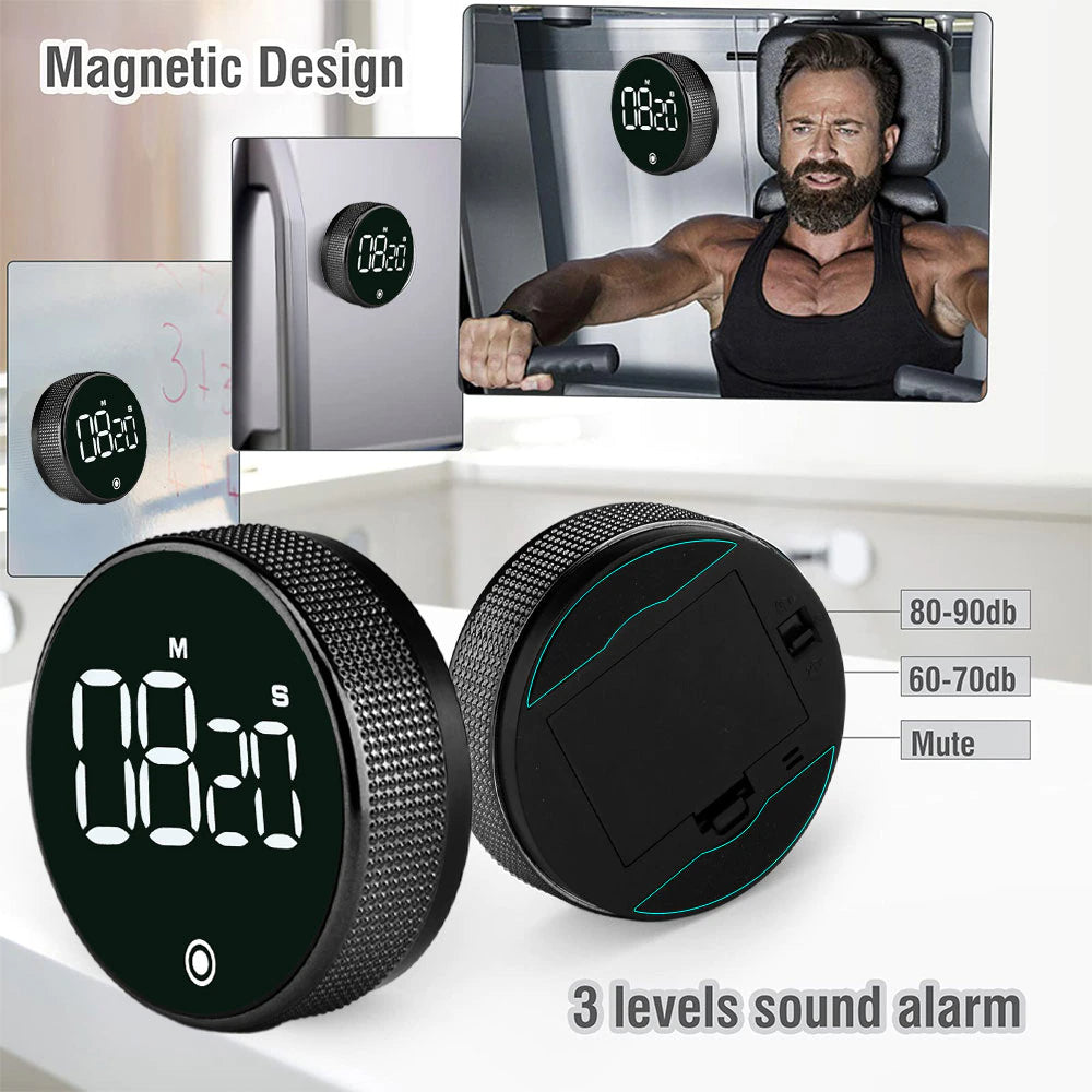 Round Magnetic Digital Timer for Kitchen and Study