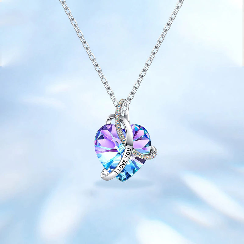 Love Pink Amethyst Necklace Crystal Heart Pendant