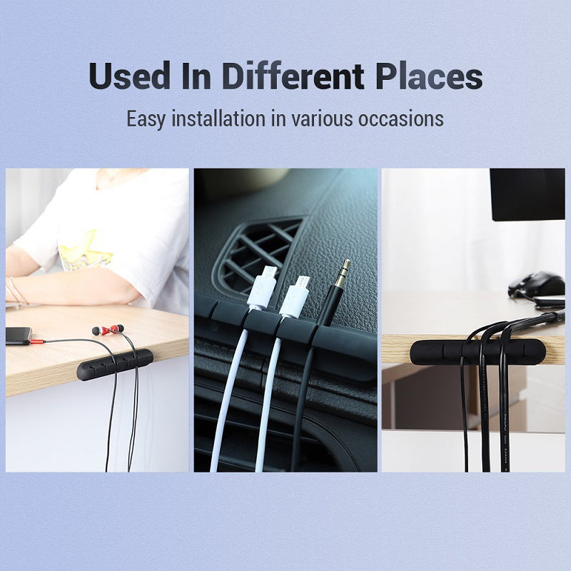 Silicone USB Cable Adhesive Desktop Wire Organizer with Charging Cord