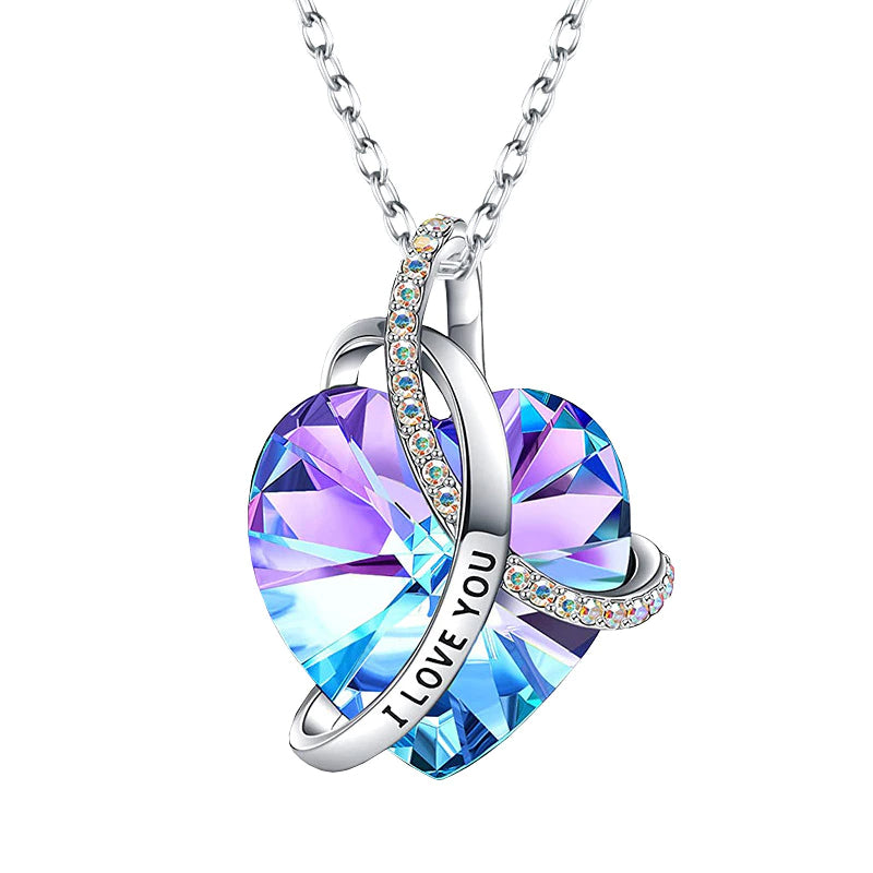 Love Pink Amethyst Necklace Crystal Heart Pendant