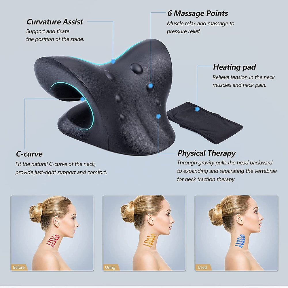 Cervical Traction Chiropractic Pillow, Neck Stretcher Neck and Shoulder Relaxer for Pain Relief.